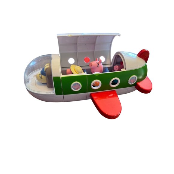 Lot of 3 Figures with Peppa Pig's Adventures Airplane Vehicle Toy Rolling Wheels - Picture 1 of 8